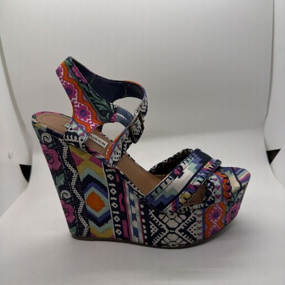 Steve Madden Winonna Wedges Multicolored Platform Sandals Size 8.5M - Picture 2 of 13